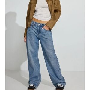 Garage Low Rise Baggy Relaxed Fit Women's Blue Wide-Leg Jeans Sz 29 Streetwear